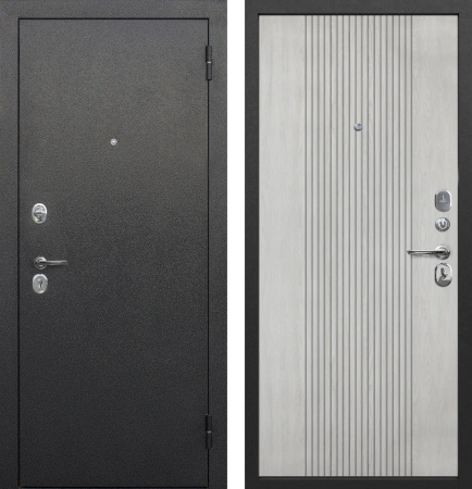 Входные двери Nova серебро Антик серебро Белый ясень