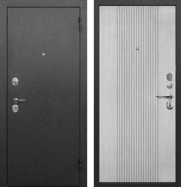 Входные двери Nova серебро Антик серебро Белый ясень