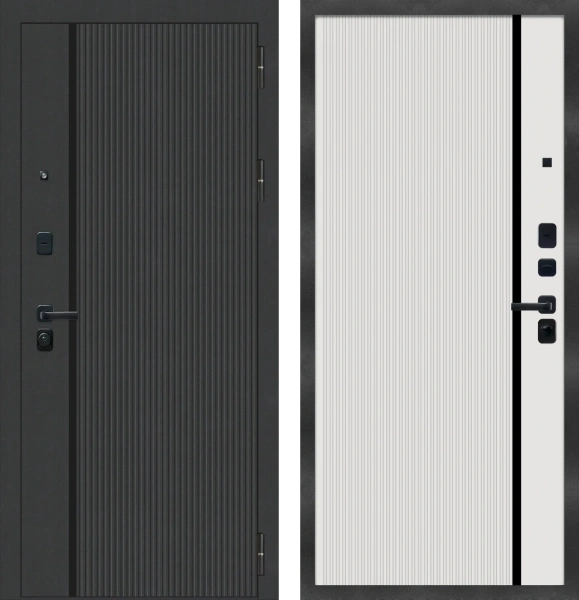 Входные двери M9 ФЛП-39 Черная шагрень - ФЛП-39 Velluto Bianco AG 700