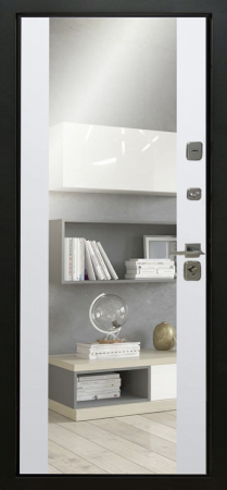 Входные двери Стило 2 3К90 Без фрезеровки ZB 999-2 Черный кварц - ЮР10 ZB Белый