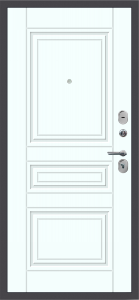 Входные двери M52 с фрезеровкой Букле графит - ФЛ-10 Velluto Bianco AG 700