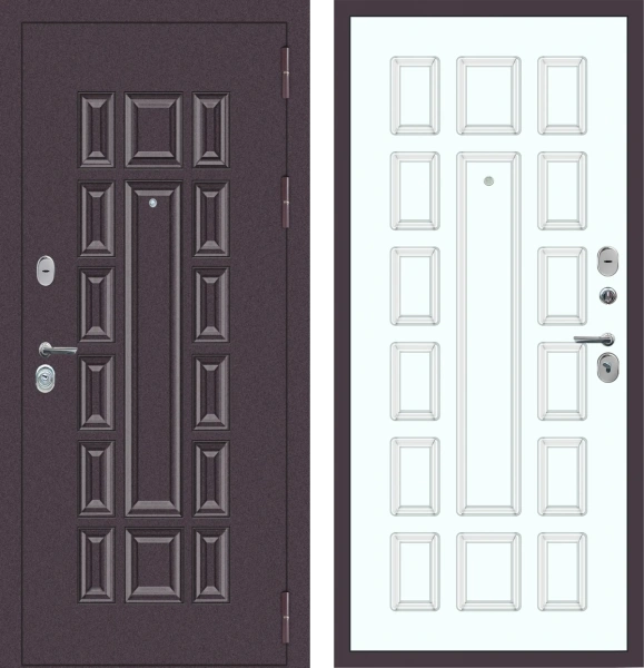 Входные двери M55 с фрезеровкой Букле опал - ФЛТ-6 Velluto Bianco AG 700