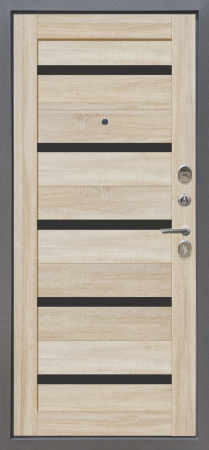 Входные двери M4 ФЛ Букле графит - СБ-1 Дуб Сонома светлый