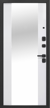 Входные двери Флорида Эмалит Белый Зеркало Чёрный кварц Эмалит белый