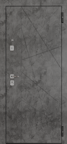 Входные двери TR 9 ЮП-27 Бетон тёмный - ЮП-15 (декоративная зеркальная вставка) MI38 Санд светлый