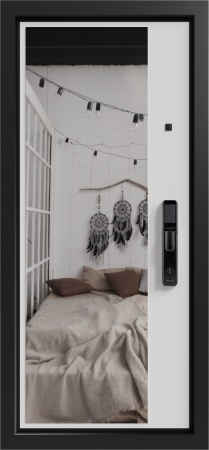 Входные двери Делла 3К90 ЮР-43 Латте (ZB855-2) - ЮР-42 декоративная зеркальная вставка ZB Белый