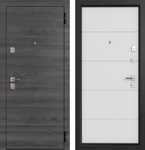 Входные двери TR 12 ЮП-6 Дуб мадейра LW676-GTA (горизонт) - ЮП-4 ZB Белый