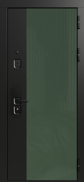 Входные двери Делла 3К90 TOR ЮР-43 Вудлайн олива - ЮР-42 декоративная зеркальная вставка ZB Белый