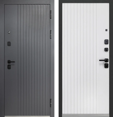 Входные двери Luxor Вертикаль Сатин графит Эмалит белый