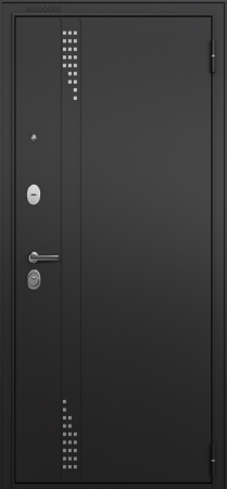 Входные двери T2 TRUST ECO MP RL-11 Черный муар - Е-142 Lacobel White Бьянко ларче