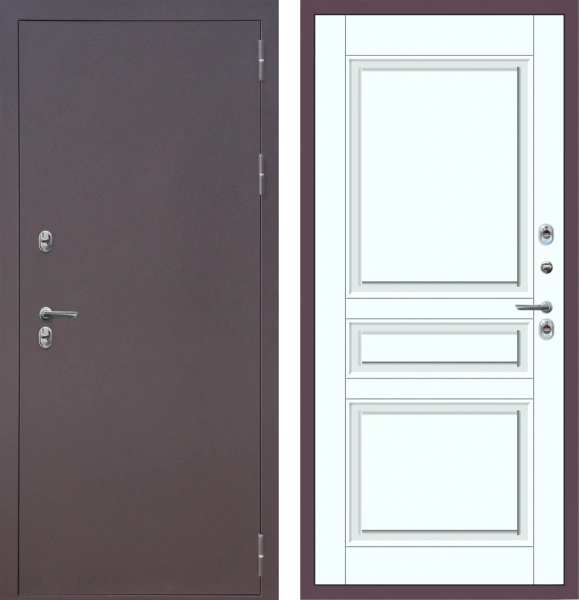 Входные двери M21 ТЕРМО металл Букле опал - ФЛТ-2 Velluto Bianco AG 700