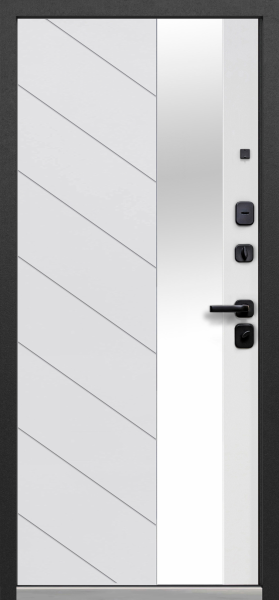 Входные двери Luxor Пирамида Зеркало Сатин графит Эмалит белый