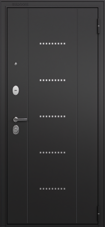 Входные двери T3 TRUST ECO MP RL-12 Черный муар - Е-142 Lacobel White Белый ларче