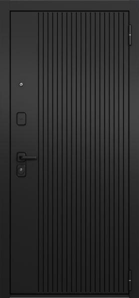 Входные двери T1 TRUST ECO PP E-161 Черный матовый - Е-164 (зеркало) Белый софт