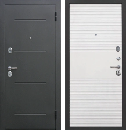 Входные двери Гарда муар 10 мм Черный муар Белый ясень