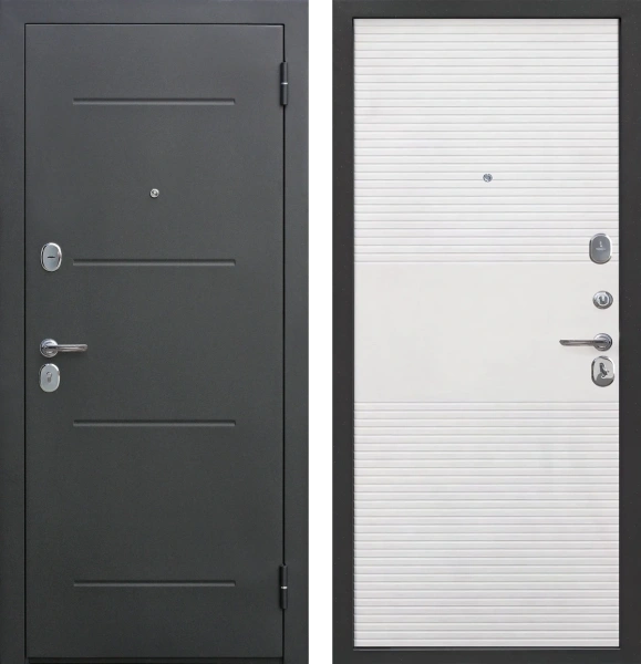 Входные двери Гарда муар 10 мм Черный муар Белый ясень