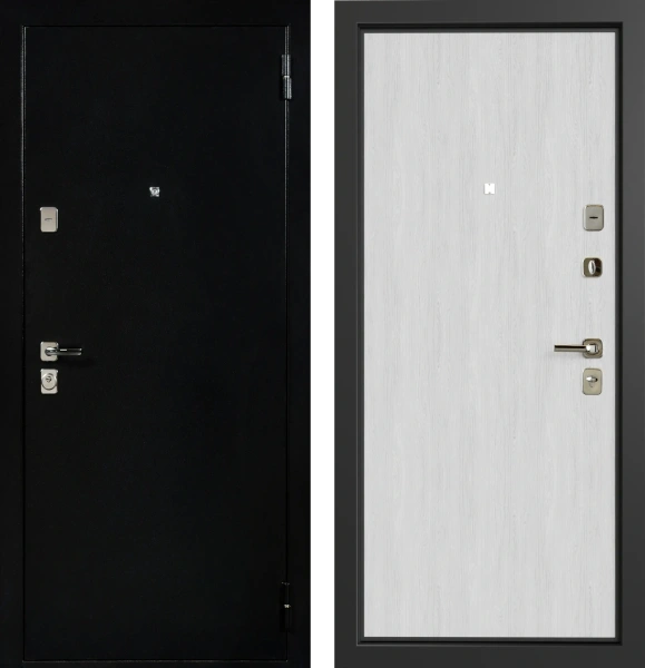 Входные двери TR 17 Без фрезеровки Букле черный - ЮП-13 Artic Oak