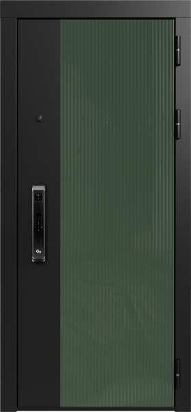 Входные двери Делла 3К90 ЮР-43 Вудлайн олива - ЮР-42 декоративная зеркальная вставка Bianco P