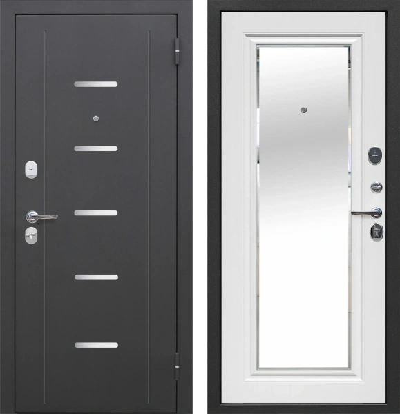 Входные двери Гарда 10 мм Серебро Антик серебро Белый ясень