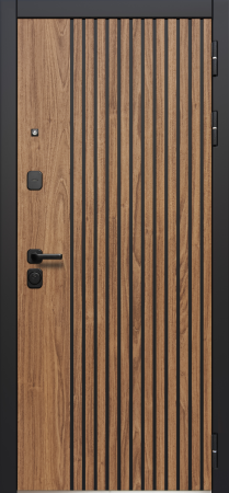 Входные двери Luxor Рейка Зеркало Орех лесной Эмалит белый