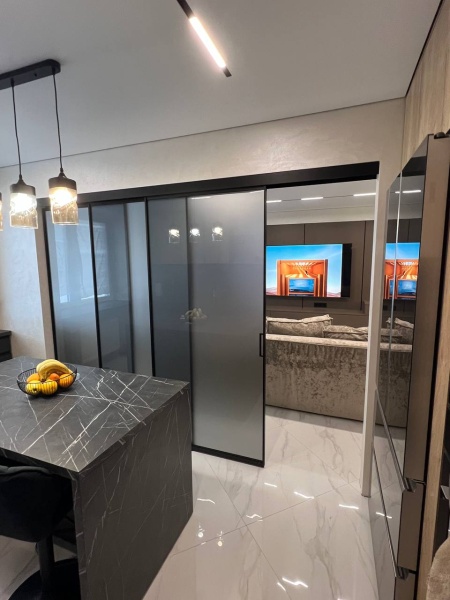 Перегородка Loft eco Черный, Стекло сатин графит