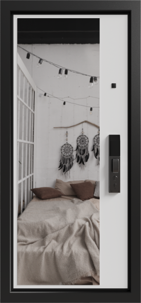 Входные двери Делла ЮР-43 Вудлайн олива - ЮР-42 декоративная зеркальная вставка ZB Белый