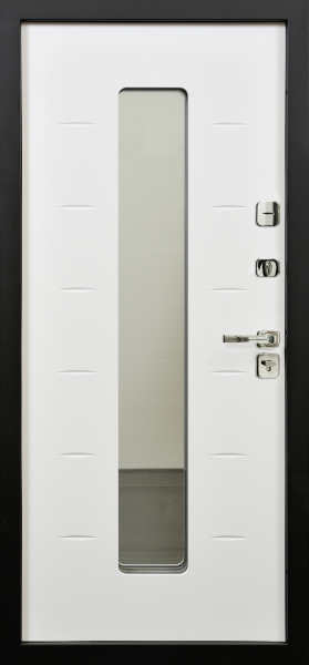 Входные двери Юта 3К90 П-55 (окно+черное стекло) RAL 9003 - П-63(окно) RAL 9003