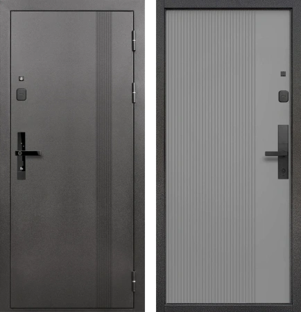 Входные двери Тайга 9 см Вертикаль Антик серебро - с фрезеровкой Эмалит серый