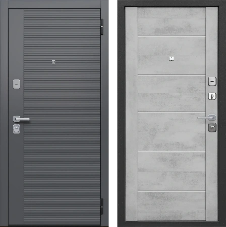 Входные двери Бостон Сатин графит бетон снежный