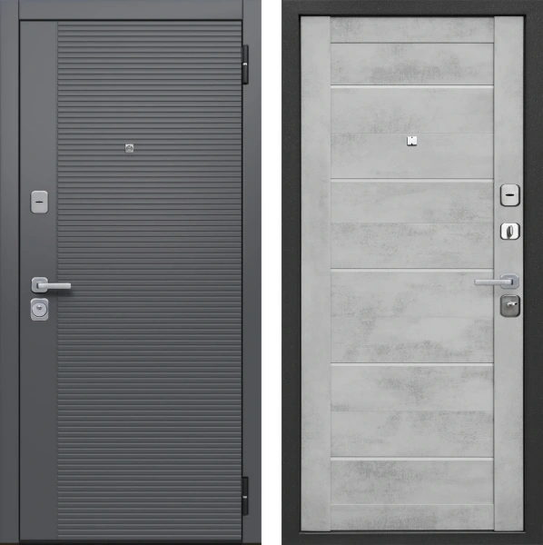 Входные двери Бостон Сатин графит бетон снежный
