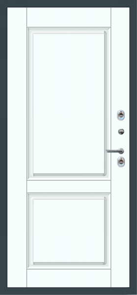 Входные двери M80 ТЕРМО Багет 2 квадрата Муар 7016 - ФЛТ-7 Velluto Bianco AG 700