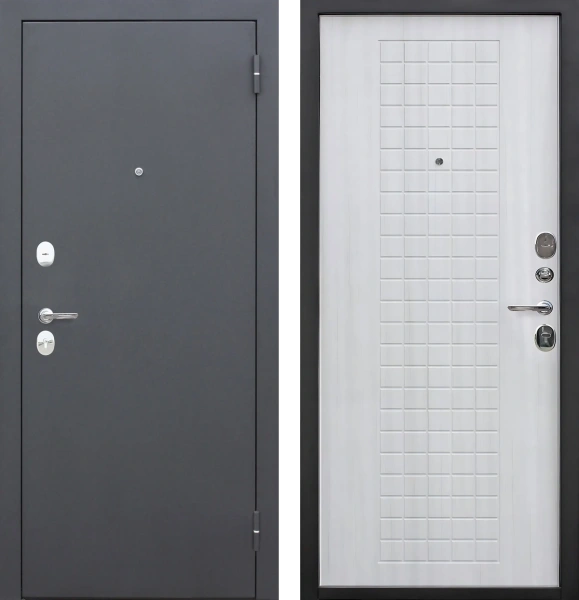 Входные двери Гарда муар 8 мм Черный муар Белый ясень