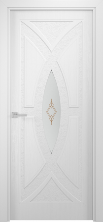 Межкомнатные двери Арабеска ПО стекло белое с рисунком