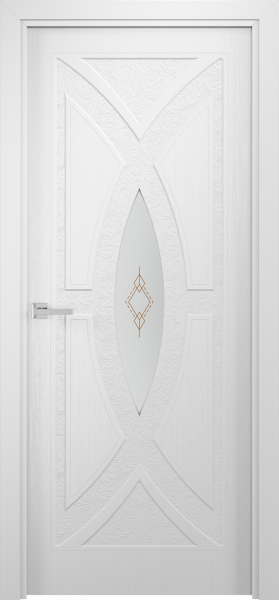 Межкомнатные двери Арабеска ПО стекло белое с рисунком