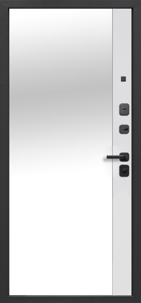 Входные двери Гарда 9 см Черное Зеркало Сатин черный Эмалит белый