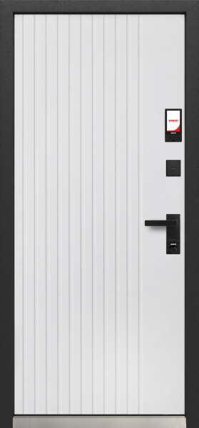 Входные двери Luxor Smart 3D Рейка Орех американский мокко Эмалит белый