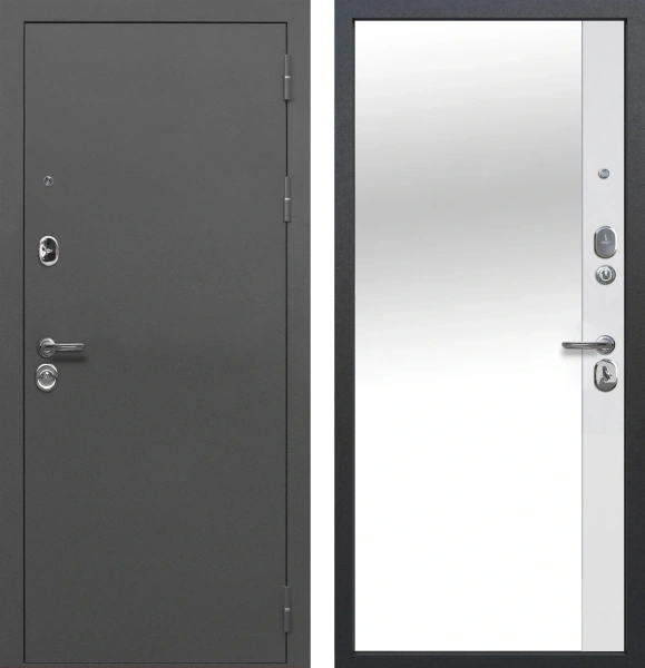 Входные двери Тайга 9 см Зеркало Антик серебро - Зеркало Эмалит белый