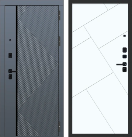 Входные двери M104 ФЛП-37 Velluto Oscure AG 710 - с фрезеровкой Velluto Bianco AG 700