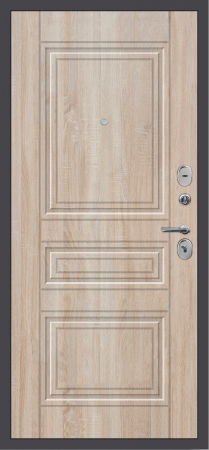 Входные двери M52 с фрезеровкой Букле графит - ФЛ-10 Дуб Сонома светлый