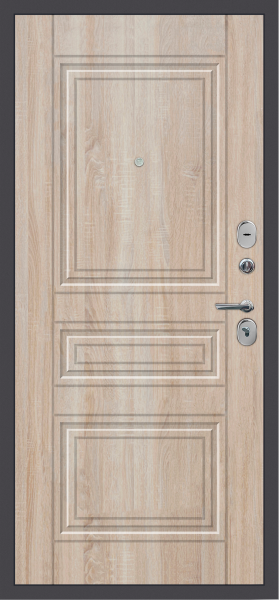 Входные двери M52 с фрезеровкой Букле графит - ФЛ-10 Дуб Сонома светлый