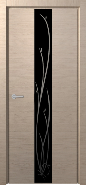 Межкомнатные двери H-4 зеркало черное с рис.