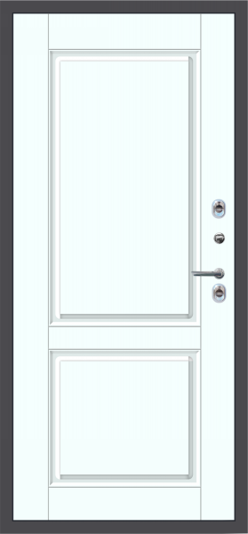 Входные двери M60 ТЕРМО штамп 2 квадрата Букле графит - ФЛТ-7 Velluto Bianco AG 700
