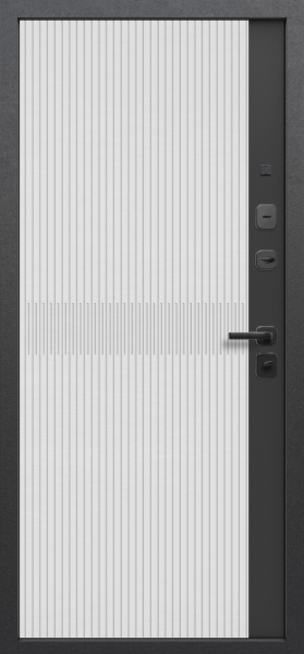 Входные двери Гарда 7,5 см Вуд Вертикаль Орех кантри Сатин белый/сатин черный