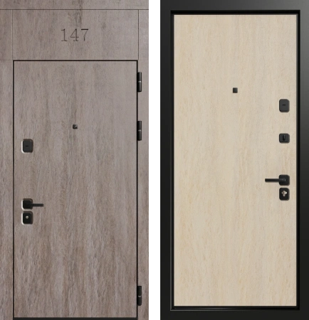 Входные двери Гранд 3К90 TOR Без фрезеровки ХардВуд дымчатый (MDP100) - Без фрезеровки ХардВуд песочный (MDP102)