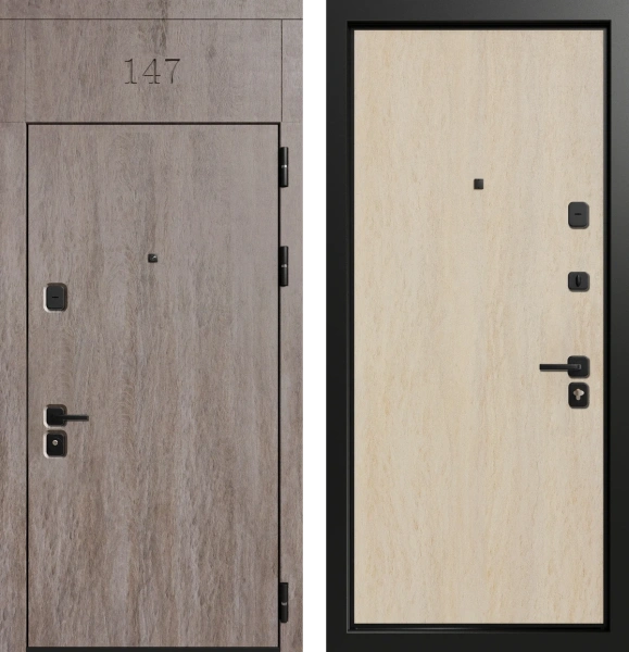 Входные двери Гранд 3К90 TOR Без фрезеровки ХардВуд дымчатый (MDP100) - Без фрезеровки ХардВуд песочный (MDP102)