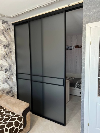 Перегородка Loft Premium черный, Стекло сатин графит