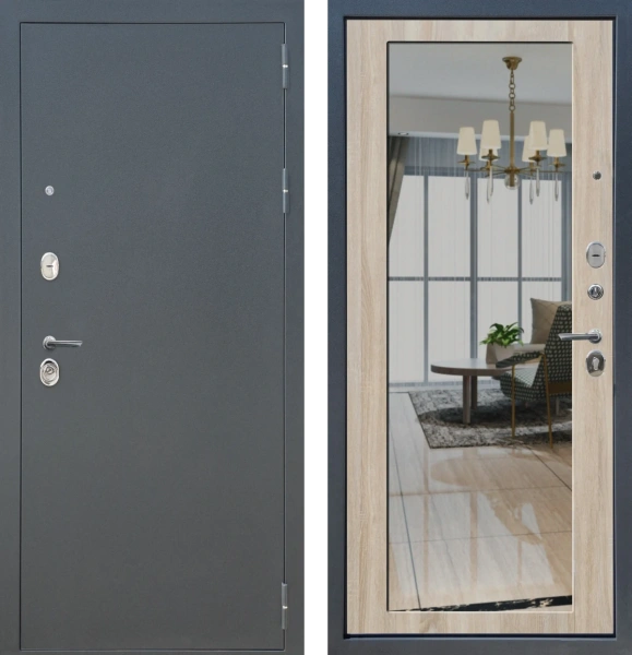 Входные двери M5 ФЛ Букле графит - ФЛЗ-21 Дуб Сонома светлый