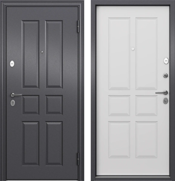 Входные двери DELTA PRO MP VDM VDM-1 Темно-серый букле графит - СК-10 Бьянко
