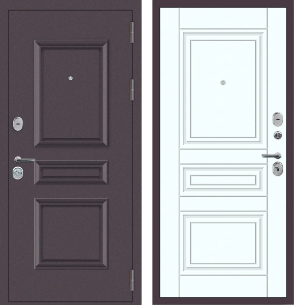 Входные двери M53 с фрезеровкой Букле опал - ФЛ-10 Velluto Bianco AG 700