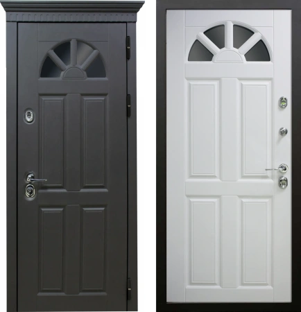 Входные двери Полония 3К90 О-П(окно) TSBR 7021 - О-П(окно) RAL 9003